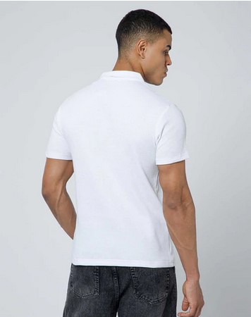 Mens Half Sleeve Zipper Waffle White T-shirt