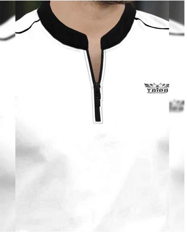 Mandarin Collar Cotton Blend Full Sleeve T-Shirt