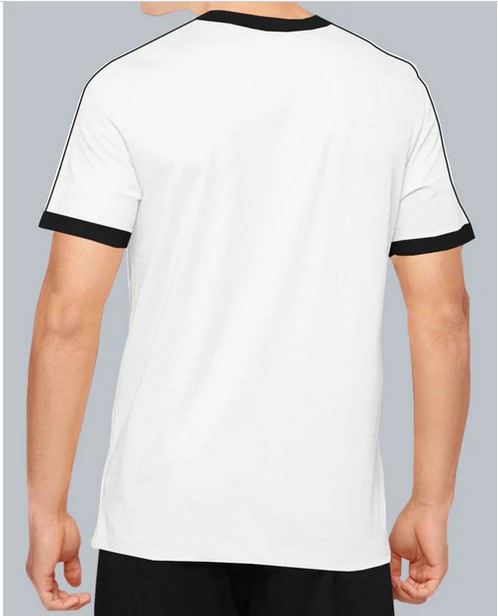 Zip White Black Contrast T-shirt