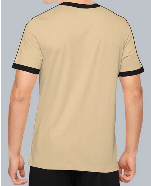 Zip Beige Black Contrast T-shirt