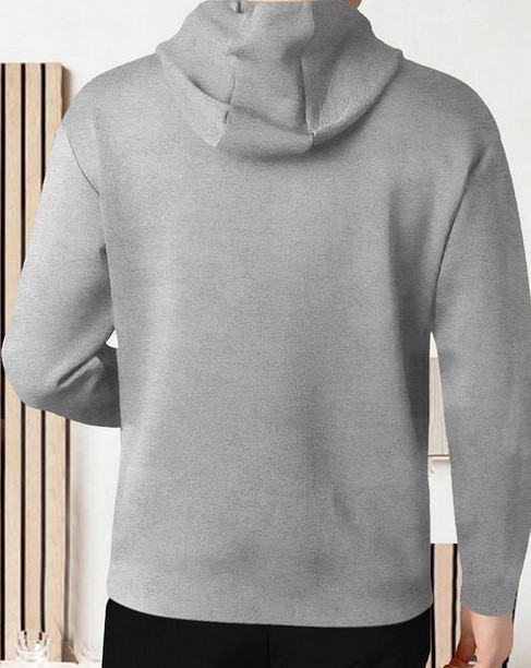 Full Sleeve Hooded Neck Printed T-shirt Grey