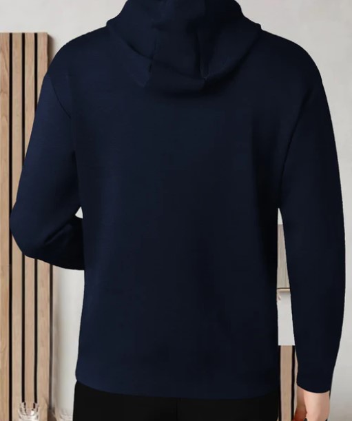 Full Sleeve Hooded Neck Printed T-shirt Navy Blue