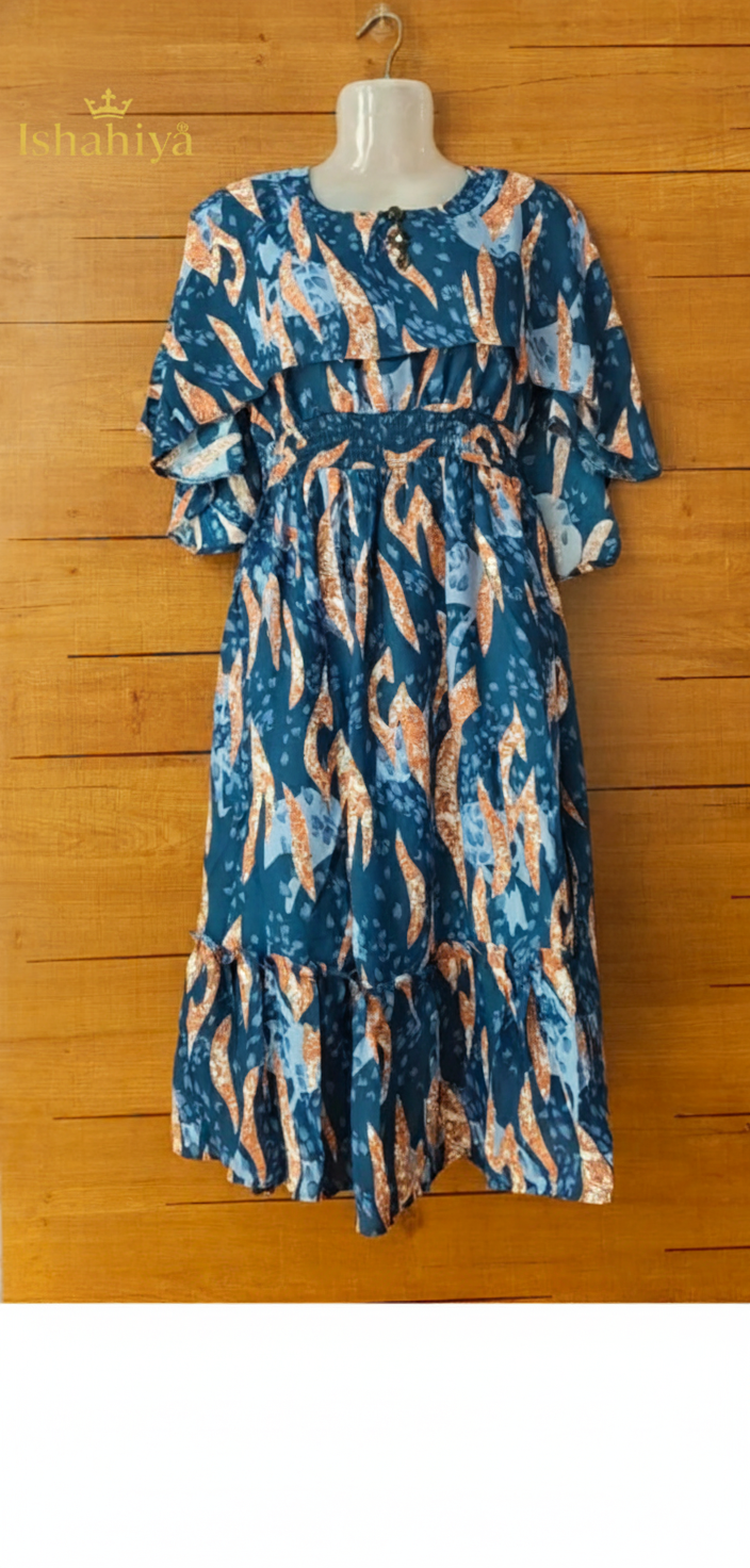 Women's Rayon Fit and Flare One Piece Midi