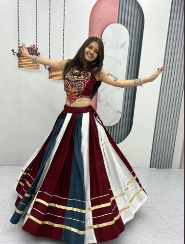 Multicolor Pure Rayon Navratri Lehenga Choli