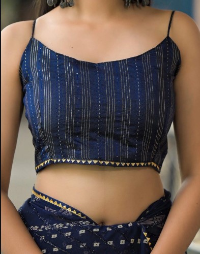 Navy Blue Georgette Silk Saree