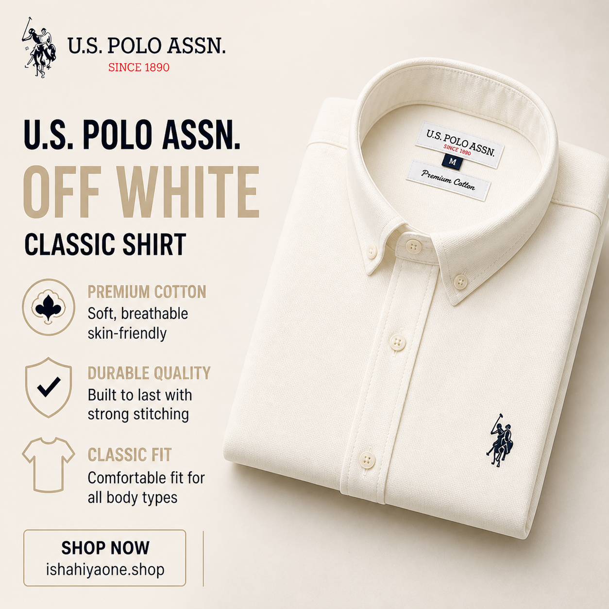 🤍 OFF WHITE – Classic Shirt – Premium  linen Cotton
