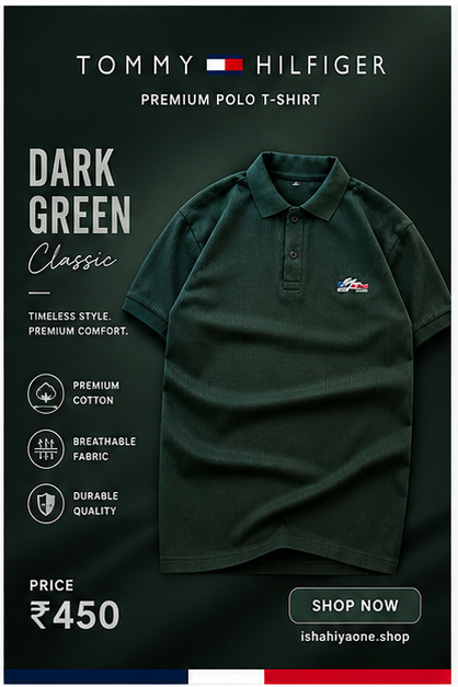 🌿 Dark Green Classic Polo – Bold & Refined