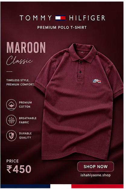 🔴 Maroon Classic Polo – Rich & Statement Style