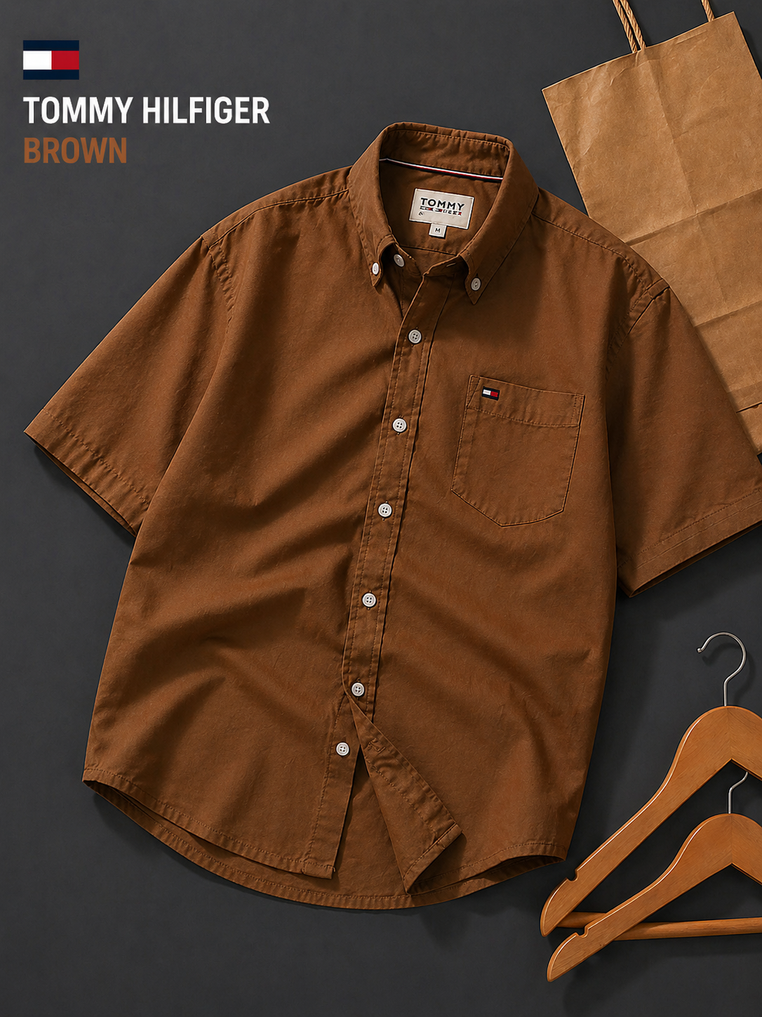 🟤 Tommy Hilfiger Brown Shirt – Premium Edition